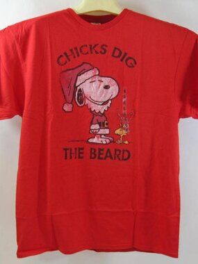 Delta Snoopy & Woodstock Christmas T-Shirt Adult Size X-Large Beard New w Tags
